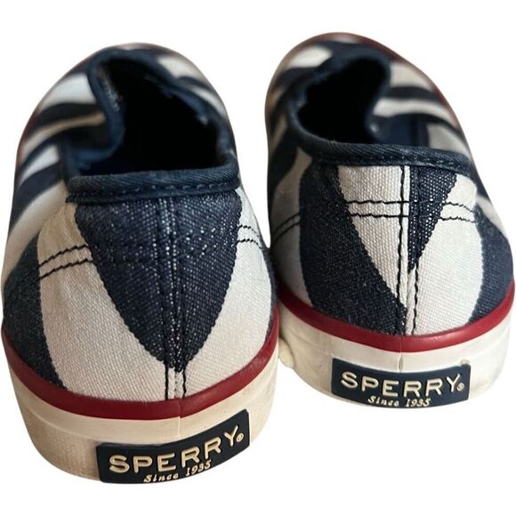 Womens Sperry Seaside Striped Chambray & White Slip-On Shoes - Sz 7.5 - Picture 3 of 5